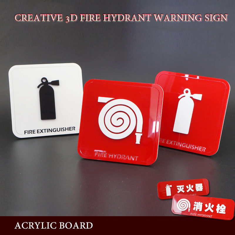 Home Office Icon - กันน้ำอะคริลิคป้ายเตือน Fire Hydrant ดับเพลิงไอคอนป้าย3D รูปร่างสติกเกอร์สำหรับสำนักงานบ้าน Store