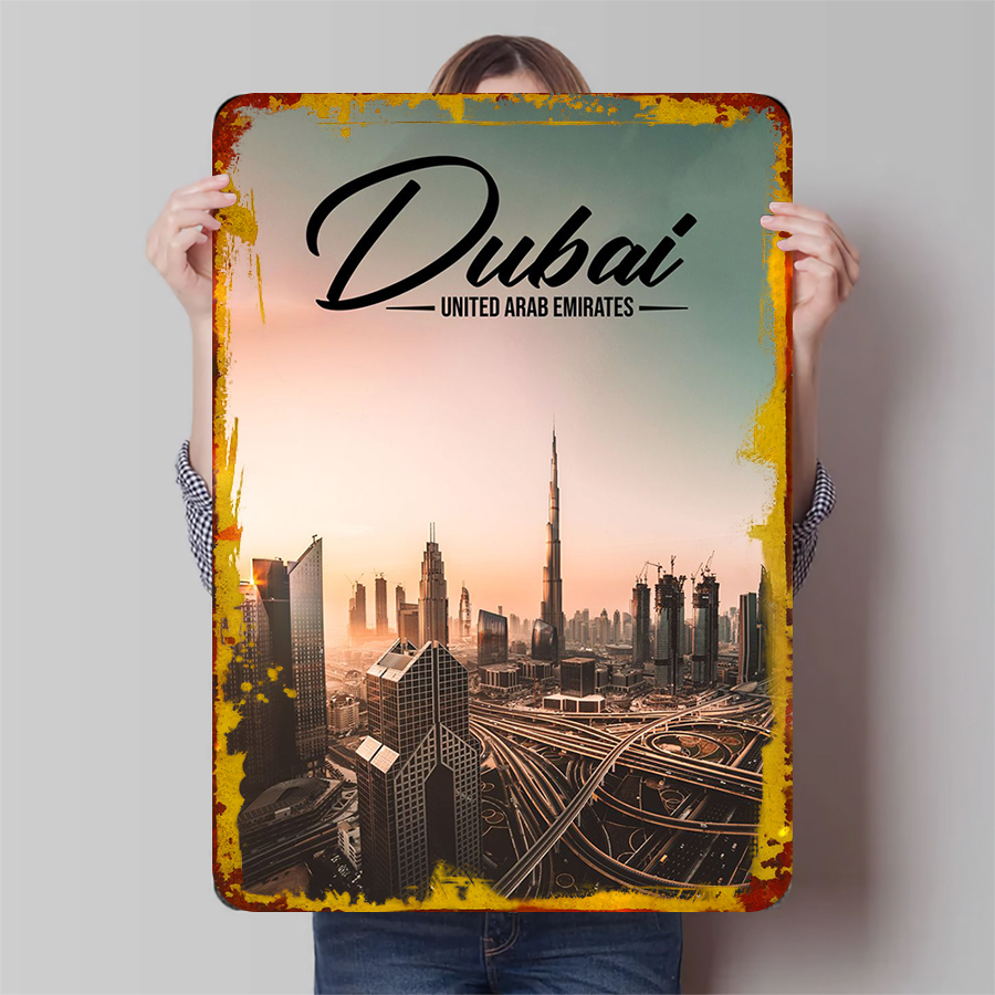 Home Office Dubai - ดูไบ Cityscape Metal Wall Art UAE