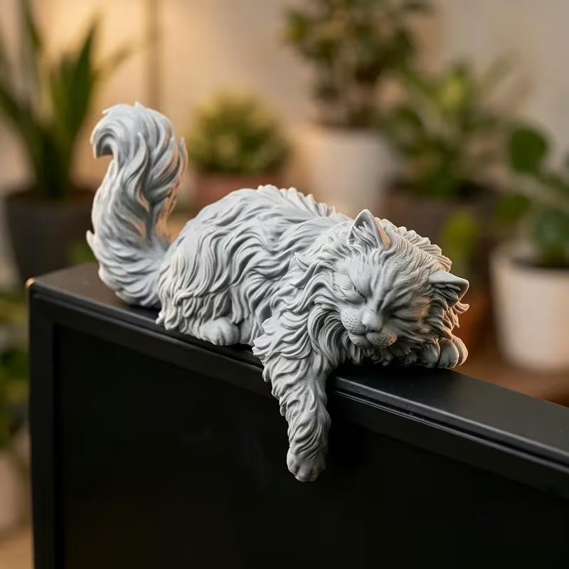Home Office Gif - ตุ๊กตาแมวขนยาวน่ารัก 3D พิมพ์สามมิติ ของตกแต่งแขวนหน้าจอคอมพิวเตอร์ ของตกแต่งโต๊ะทำงาน สำหรับตกแต่งบ้านและสำนักงาน