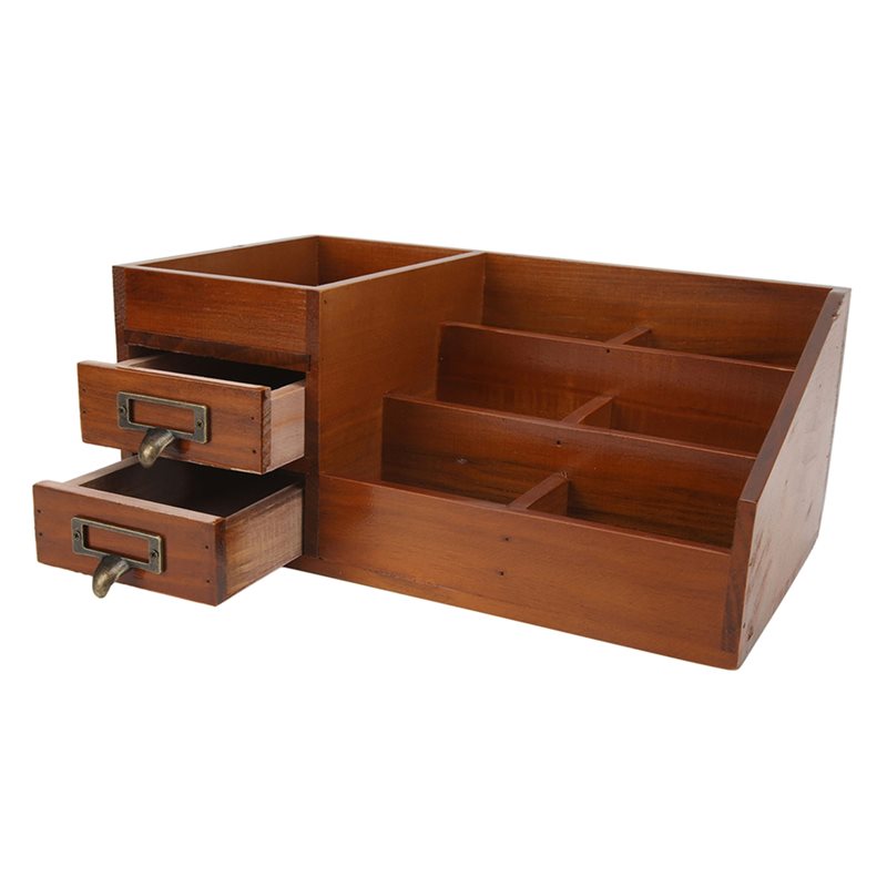 Desktop Organizer Bamboo - ตู้เก็บของไม้ CHCH ดีไซน์ย้อนยุค ชั้นวางของหลายชั้นสำหรับโต๊ะทำงานไม้ กล่องเครื่องสำอาง ลิ้นชักใส่เครื่องประดับ
