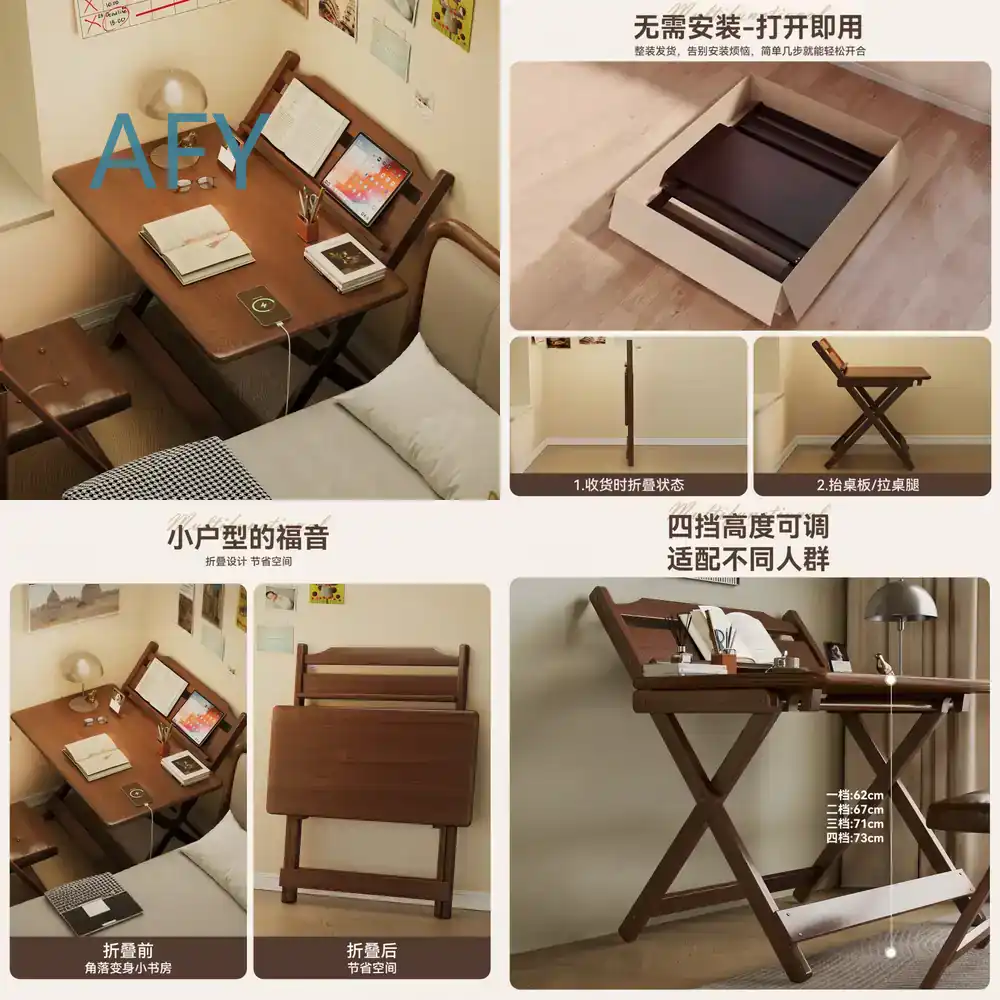 Home Office Of Ikea - โต๊ะพับได้สำหรับพื้นที่ขนาดเล็ก โต๊ะข้างเตียงไม้สำหรับห้องนอน โฮมออฟฟิศ โต๊ะแล็ปท็อปขนาดกะทัดรัดสำหรับอพาร์ทเมนต์ขนาดเล็ก สำหรับ IKEA