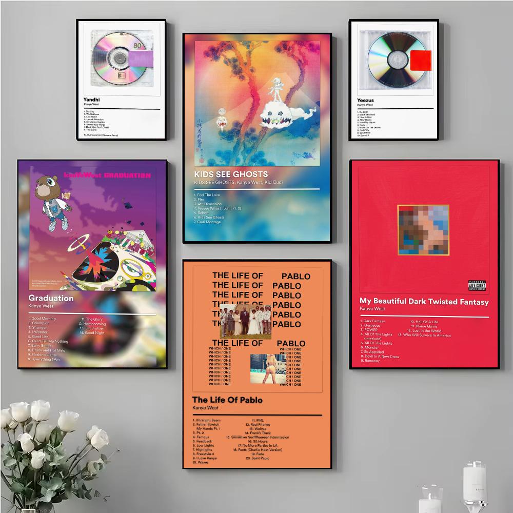 Home Office Icon - โปสเตอร์ไอคอนฮิปฮอป เค-คานี เวสต์ ภาพพิมพ์ศิลปะติดผนังสำหรับตกแต่งห้องนอน ห้องนั่งเล่น สำนักงาน