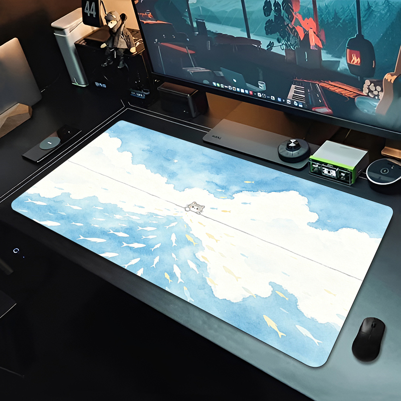 Home Office Keyboard - แผ่นรองเมาส์สำหรับแล็ปท็อป แผ่นรองโต๊ะเกมมิ่ง พิมพ์ลาย HD ลายอนิเมะ แผ่นรองเมาส์