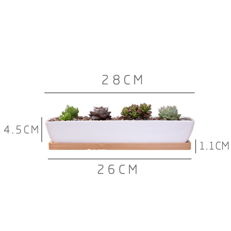 ยาวสี่เหลี่ยมผืนผ้าเซรามิคสีขา - Desktop Organizer Bamboo บทวิจารณ์และราคา