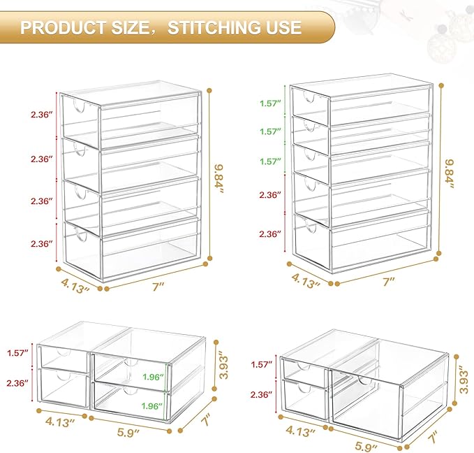 กล่องเก็บของอะคริลิกใส 3 ชิ้น  - Desktop Organizer Bamboo บทวิจารณ์และราคา