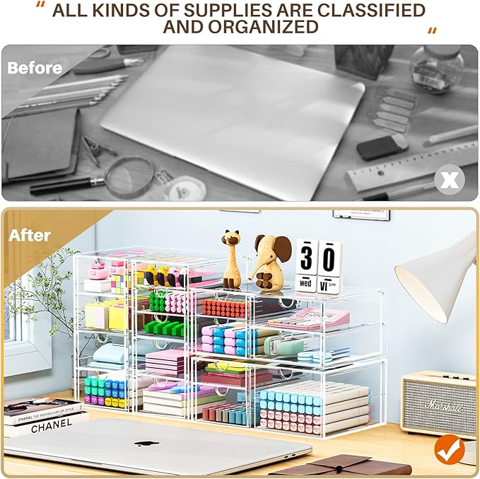 กล่องเก็บของอะคริลิกใส 3 ชิ้น  - Desktop Organizer Bamboo บทวิจารณ์และราคา