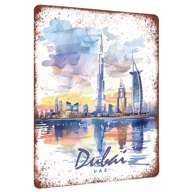 ภาพวาดสีน้ำสกายไลน์ดูไบ งานศิล - Home Office Dubai บทวิจารณ์และราคา