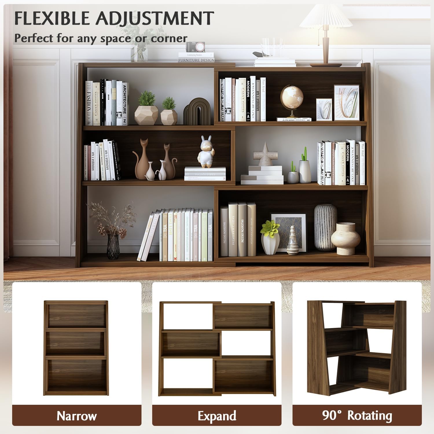 ชั้นวางหนังสือไม้ 3 ชั้น แบบขย - Home Office Furniture บทวิจารณ์และราคา