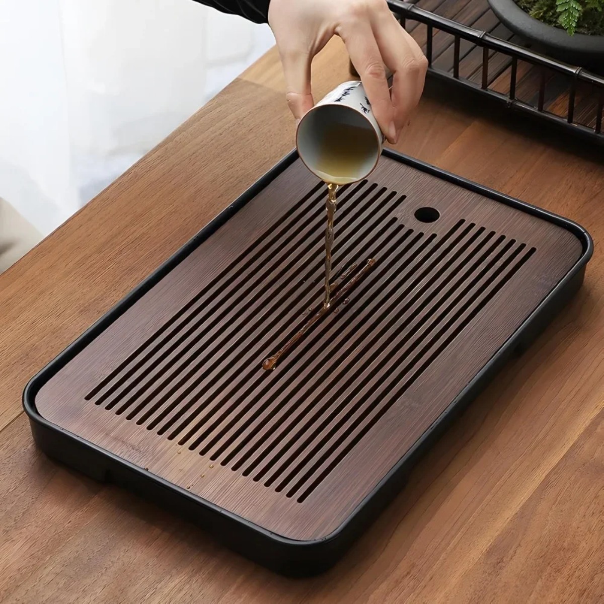 ถาดชาไม้ไผ่แบบพกพา ถอดประกอบได - Desktop Organizer Bamboo บทวิจารณ์และราคา