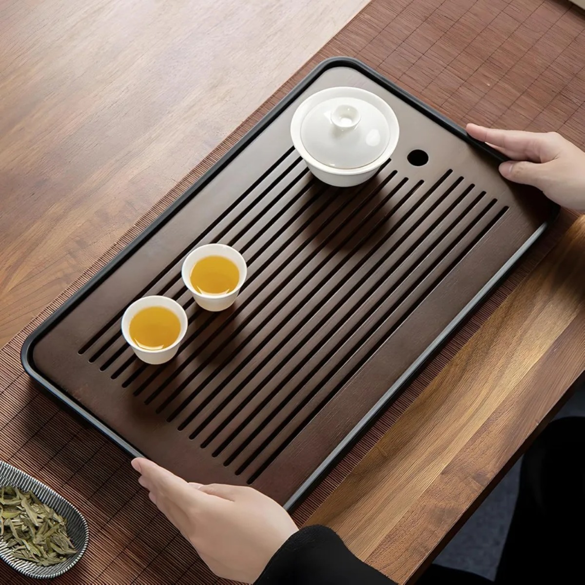 ถาดชาไม้ไผ่แบบพกพา ถอดประกอบได - Desktop Organizer Bamboo บทวิจารณ์และราคา