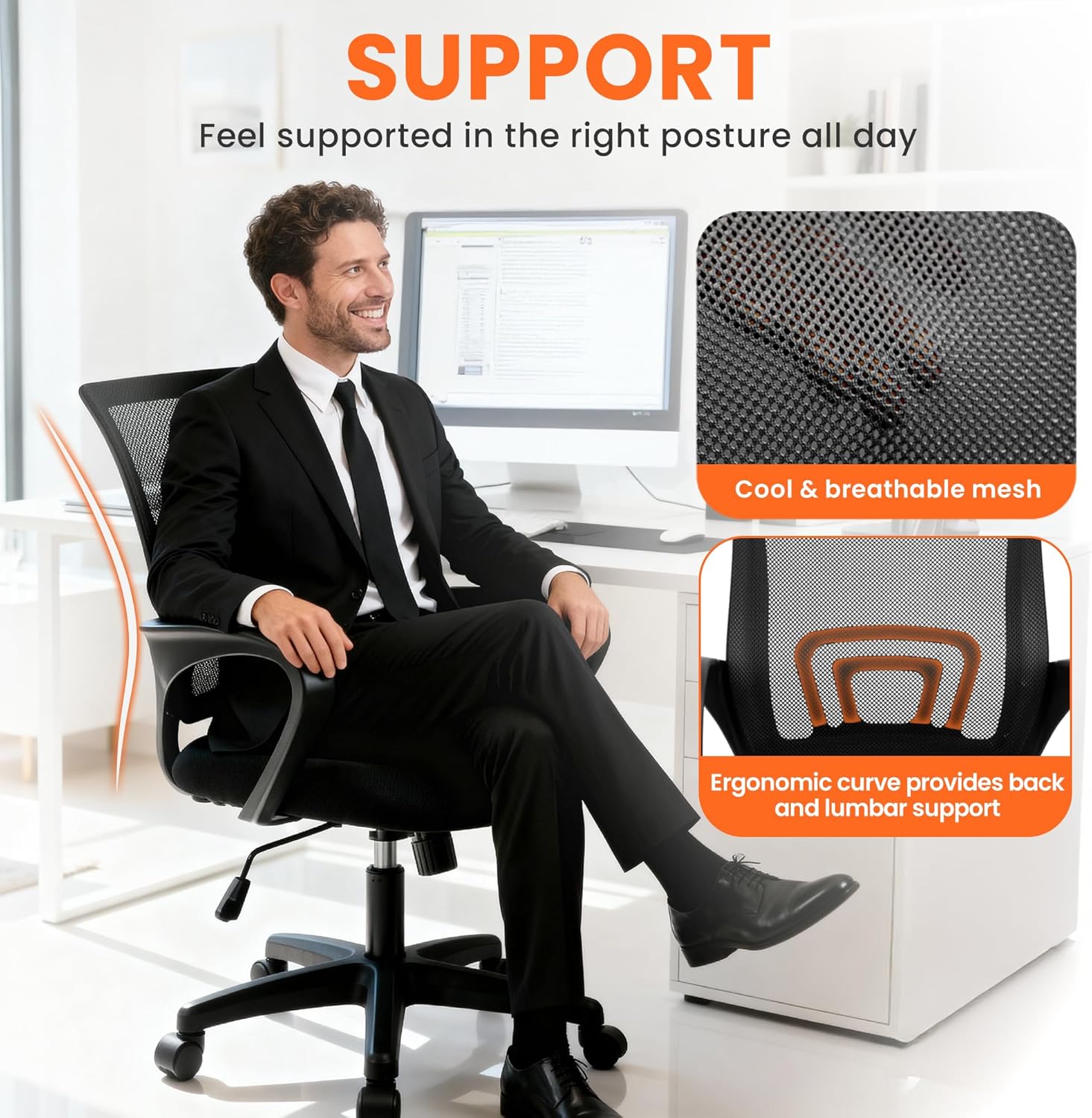 เก้าอี้สำนักงานตาข่ายตามหลักสร - Home Office Chair บทวิจารณ์และราคา