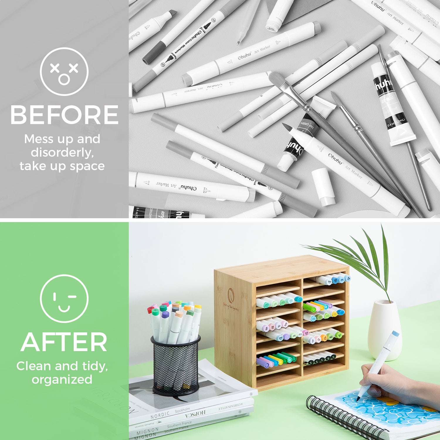 ที่เก็บปากกาไม้ไผ่ ที่เก็บของบ - Desktop Organizer Bamboo บทวิจารณ์และราคา