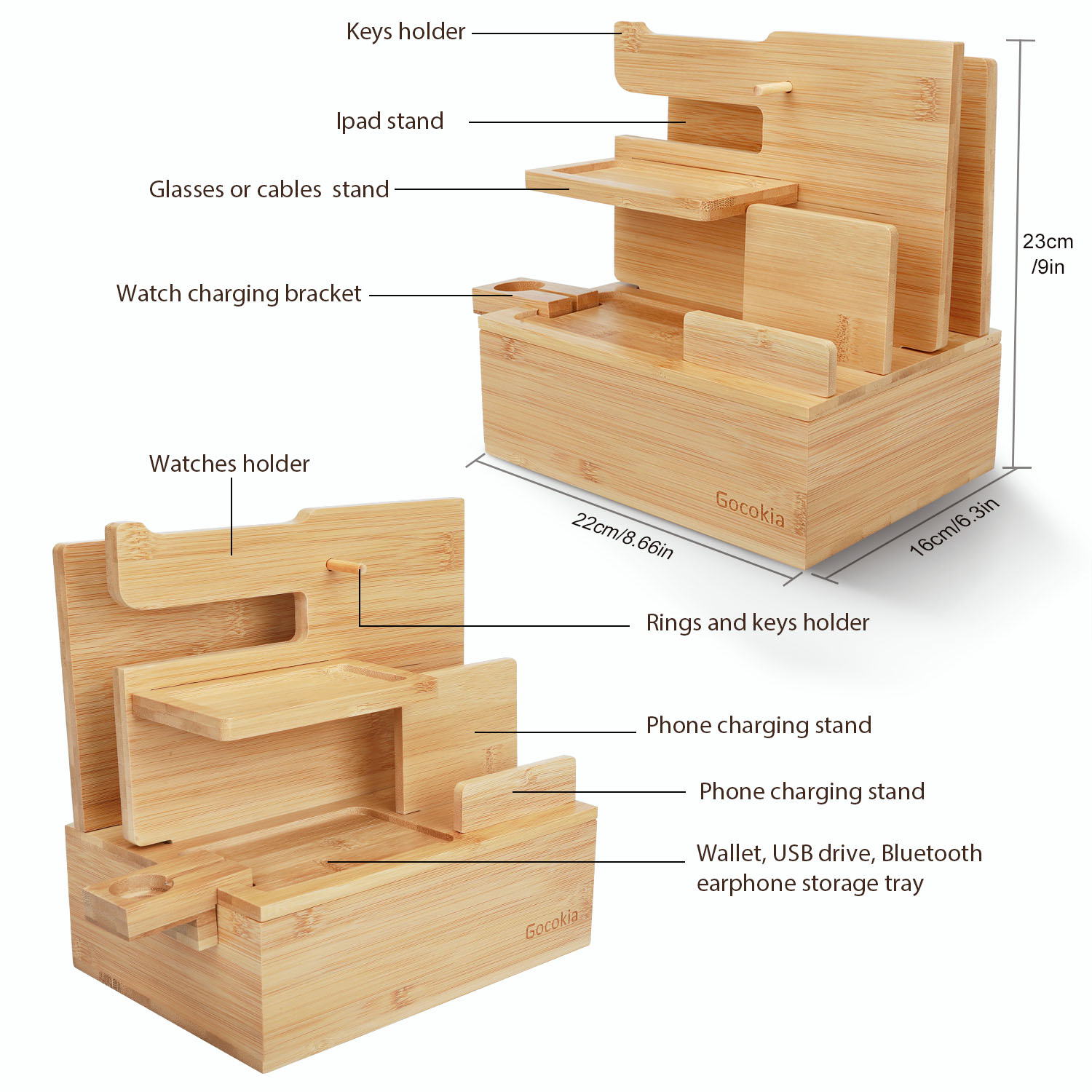ที่วางโทรศัพท์แบบตั้งโต๊ะ ทำจา - Desktop Organizer Bamboo บทวิจารณ์และราคา