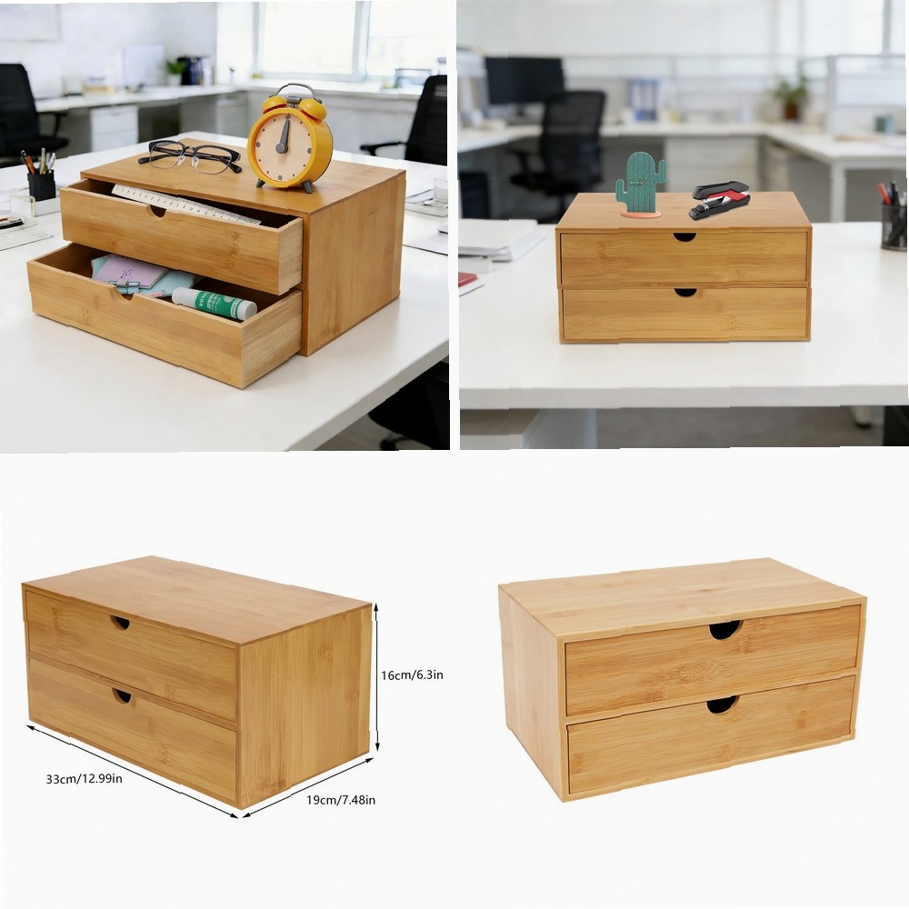 กล่องจัดระเบียบโต๊ะทำงาน 2 ชั้ - Desktop Organizer Bamboo บทวิจารณ์และราคา