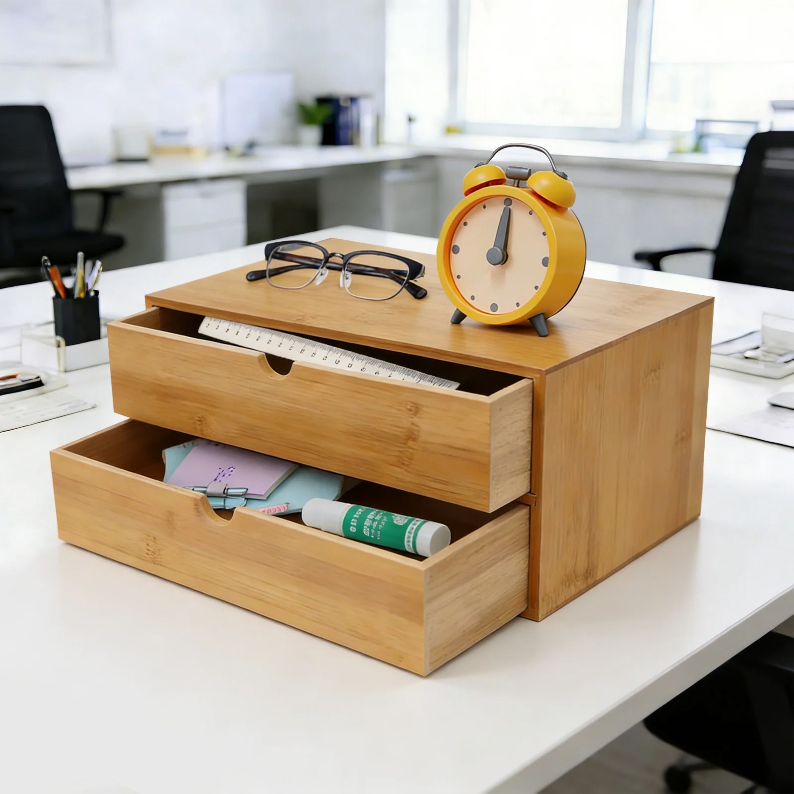 กล่องจัดระเบียบโต๊ะทำงาน 2 ชั้ - Desktop Organizer Bamboo บทวิจารณ์และราคา