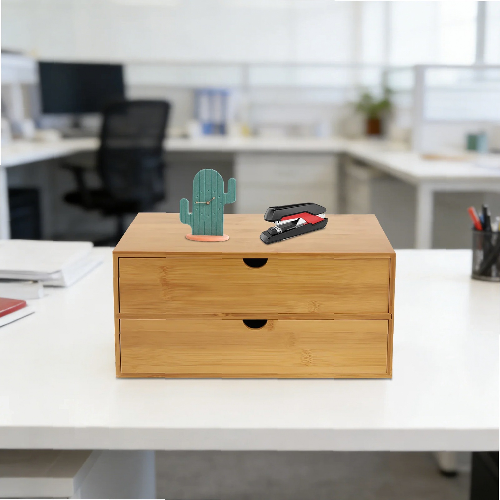 กล่องจัดระเบียบโต๊ะทำงาน 2 ชั้ - Desktop Organizer Bamboo บทวิจารณ์และราคา