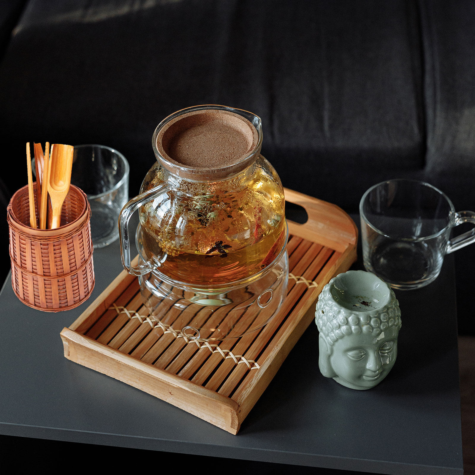 ที่ใส่อุปกรณ์ชงชาบนโต๊ะทำงานทำ - Desktop Organizer Bamboo บทวิจารณ์และราคา